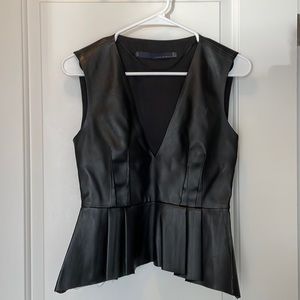 Zara leather pleated top